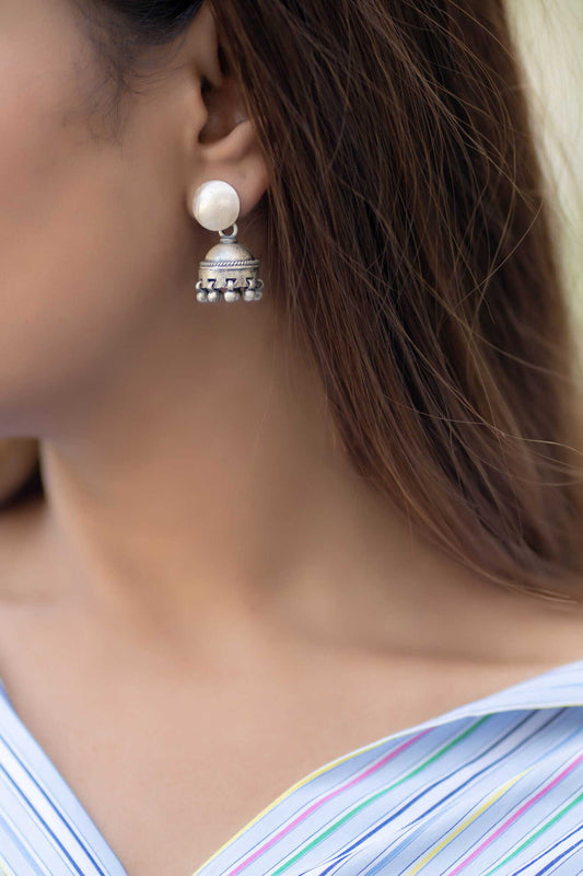 Plain Silver Jhumki - SAADHGEE