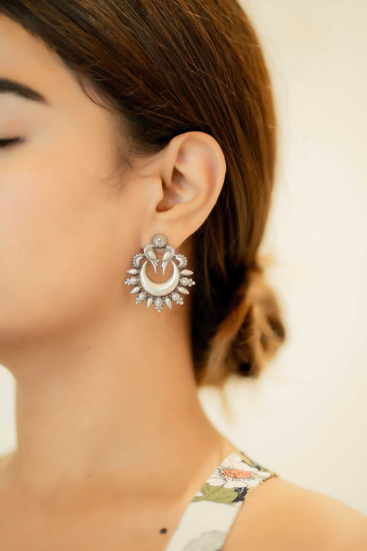 Parrot Chandbali Silver Earring - ADA