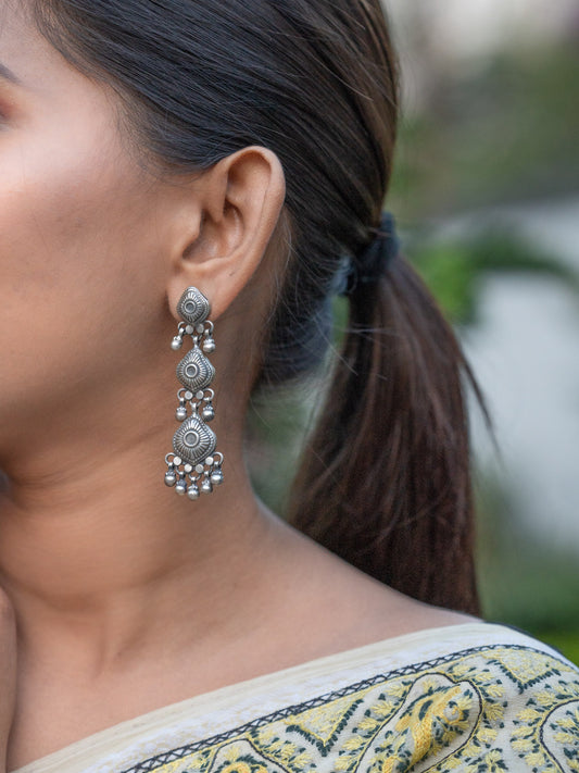 Paan Textured Ghungroo Earrings - ADA