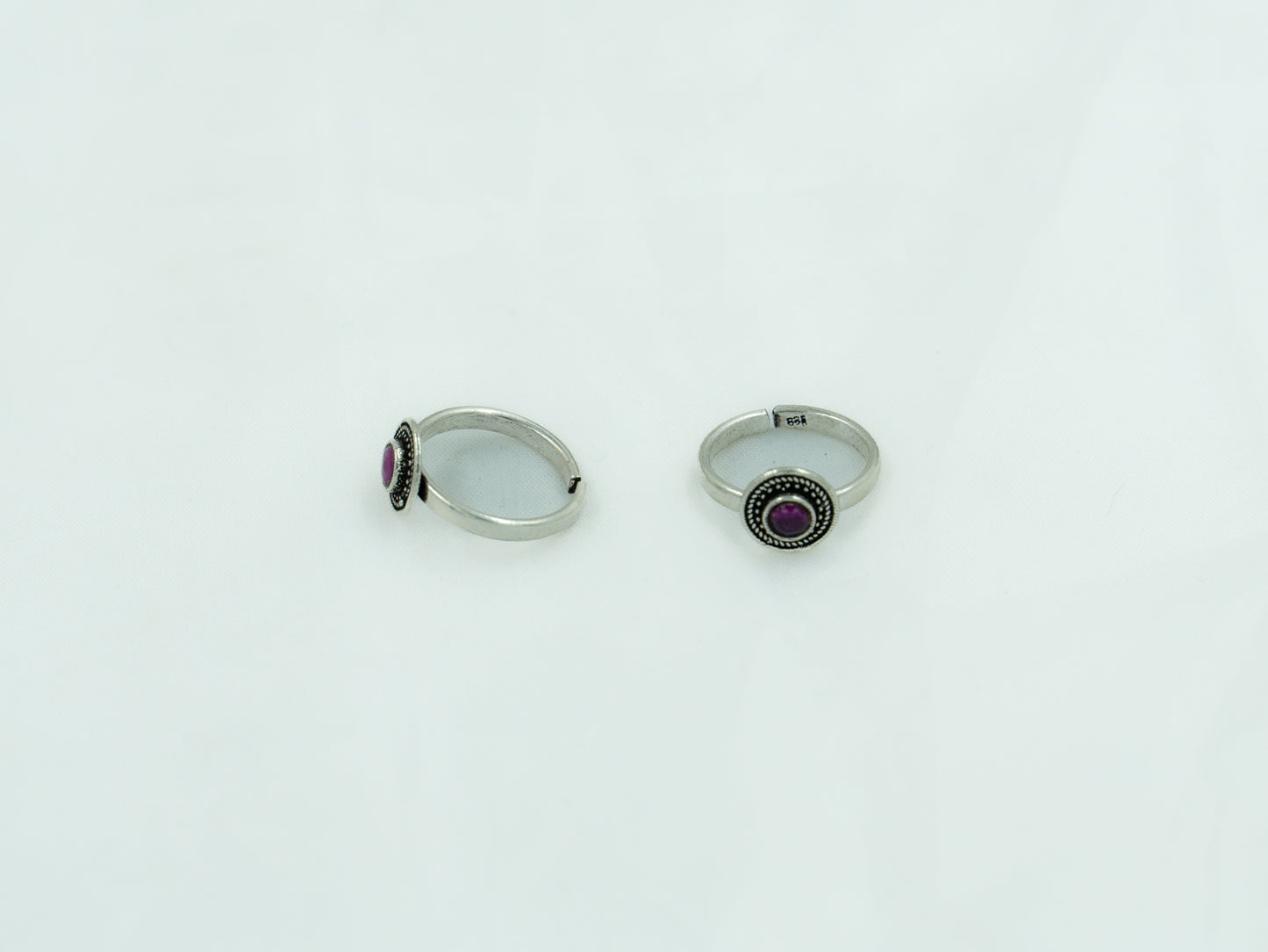 Red Stone Round Toe Ring Pair - ADA