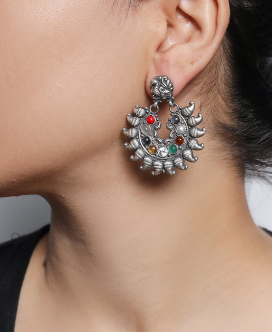 Navratna Chandbali Earrings - ADA