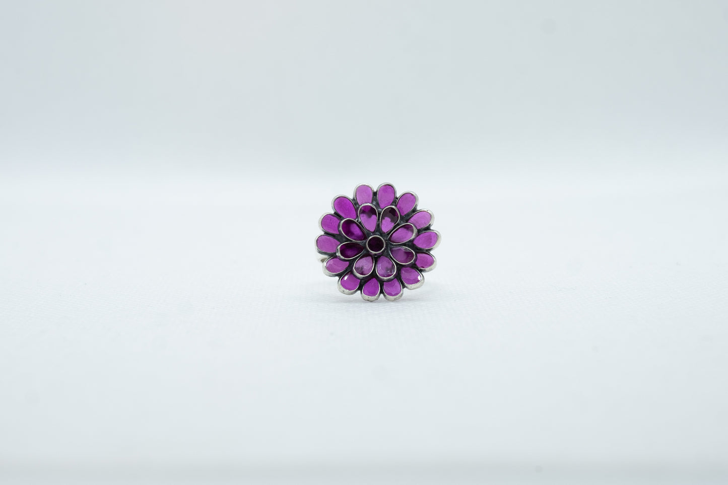 Blooming Pink Stone Flower Ring - ADA