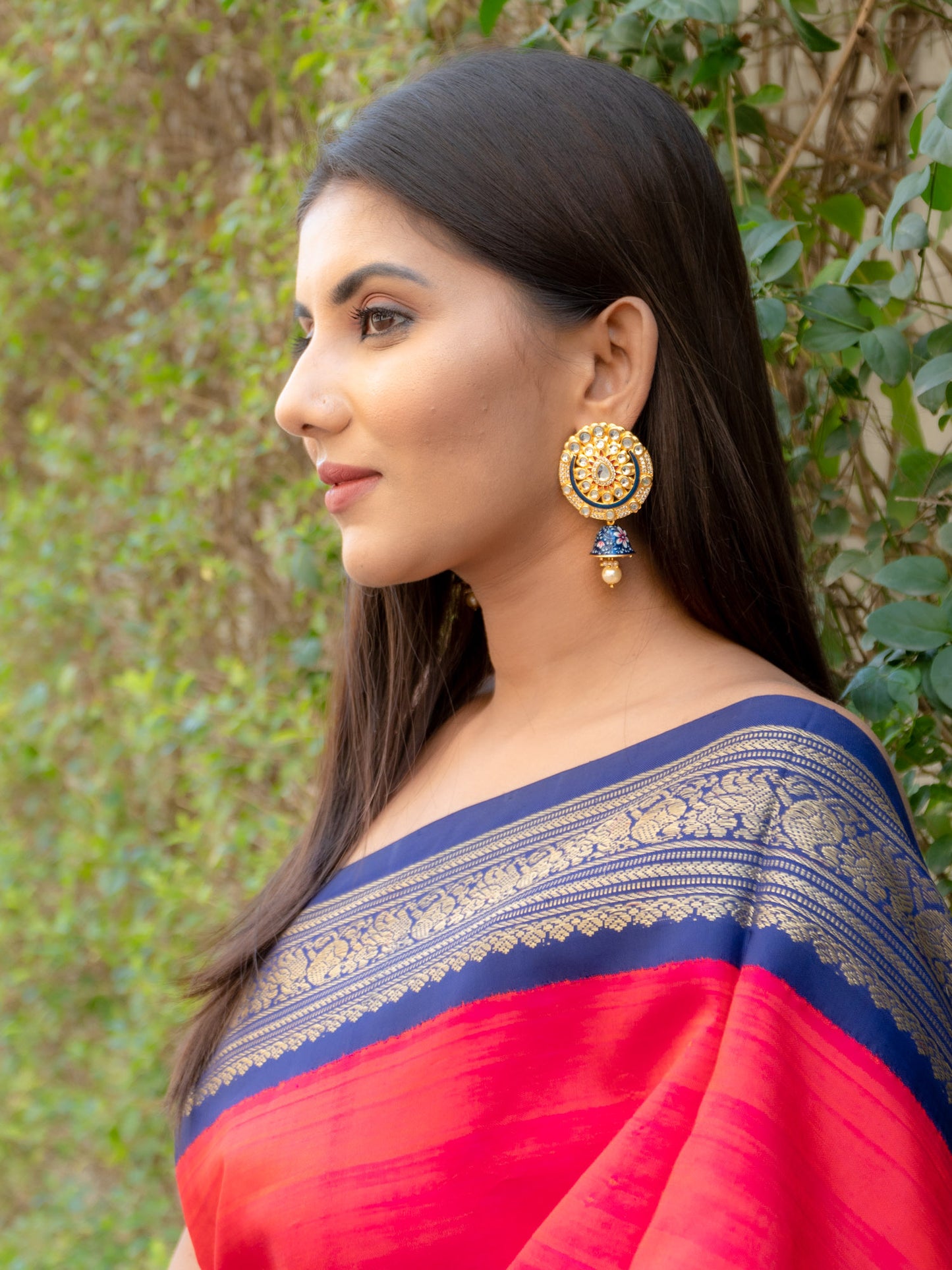 Zircon Studded Enamel and Pearl Earrings - NOOR