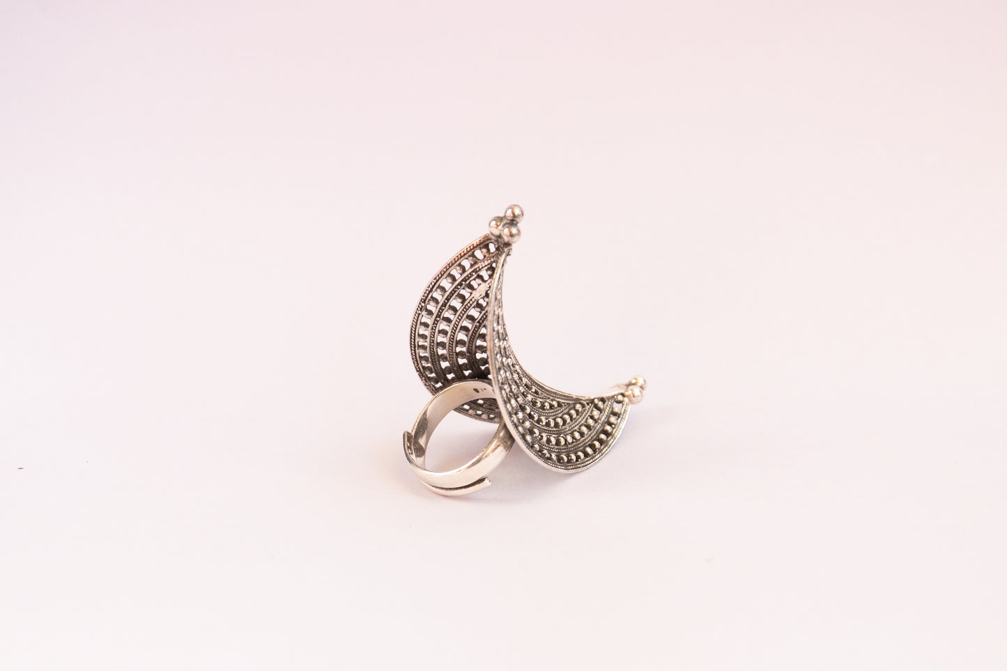 Granulated Crescent Shaped Ring - ADA