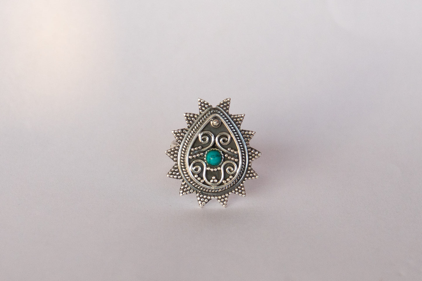 Pear Shaped Turquoise Studded Ring - ADA