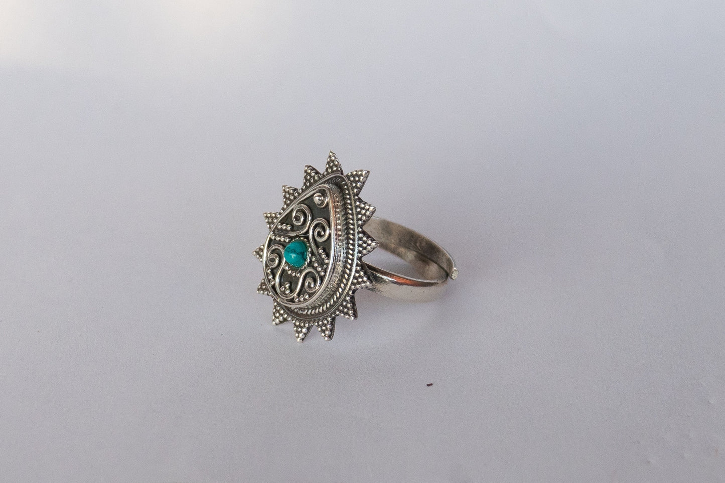 Pear Shaped Turquoise Studded Ring - ADA