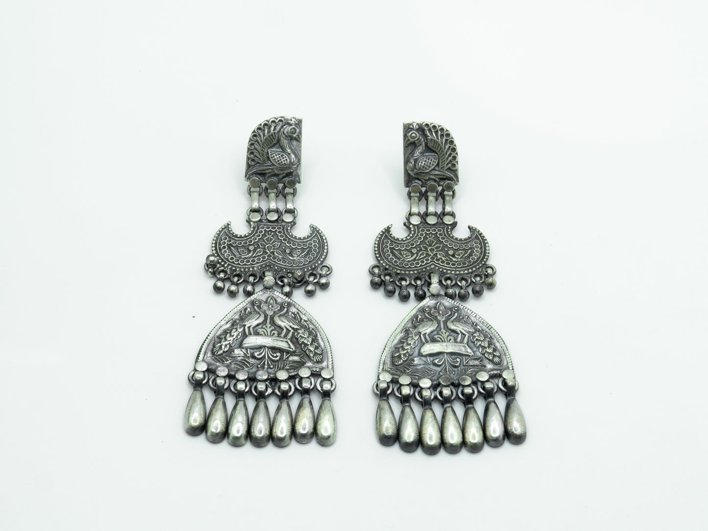 Peacock Embossed Earrings - ADA