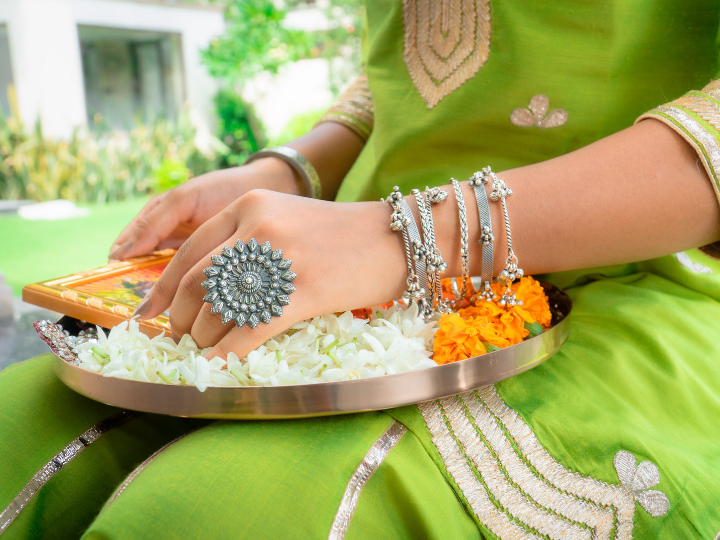 Textured Bangle with Ghungroo Hangings - ADA